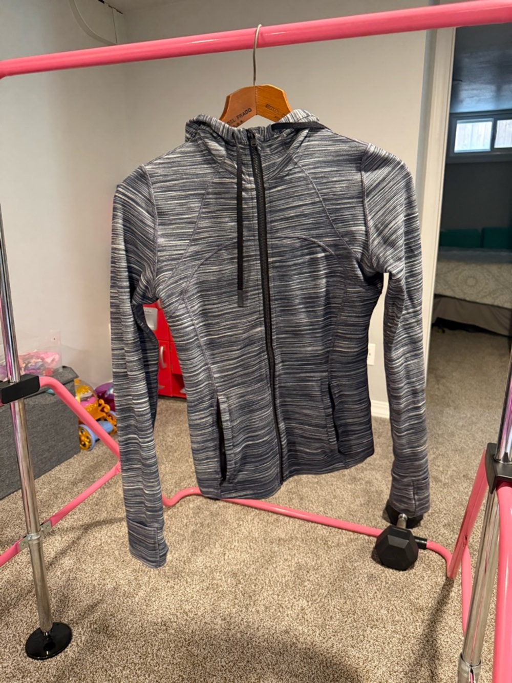 lululemon athletica Navy and Gray Space-Dye Hooded Zip Jacket